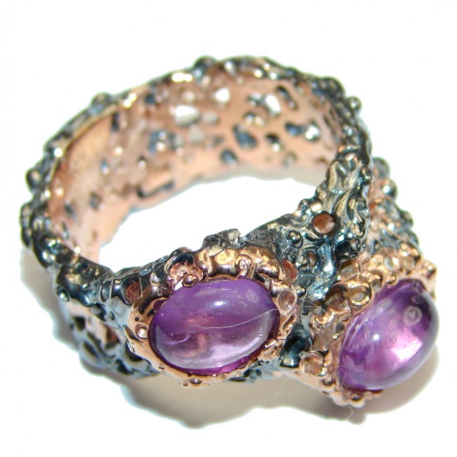 Top Quality Design! Amethyst, Rose Gold Plated, Rhodium Plated Sterling Silver ring s. 8 1/4