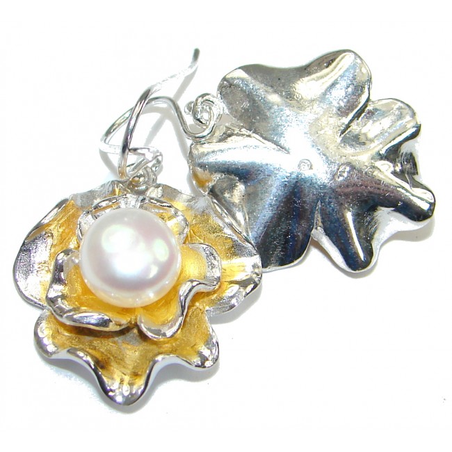 Splendid White Fresh Water Pearl Sterling Silver Earrings