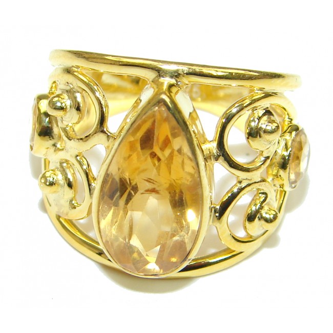 Exclusive Citrine 18K Gold Plated Sterling Silver Ring s. 8 1/2