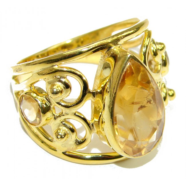 Exclusive Citrine 18K Gold Plated Sterling Silver Ring s. 8 1/2