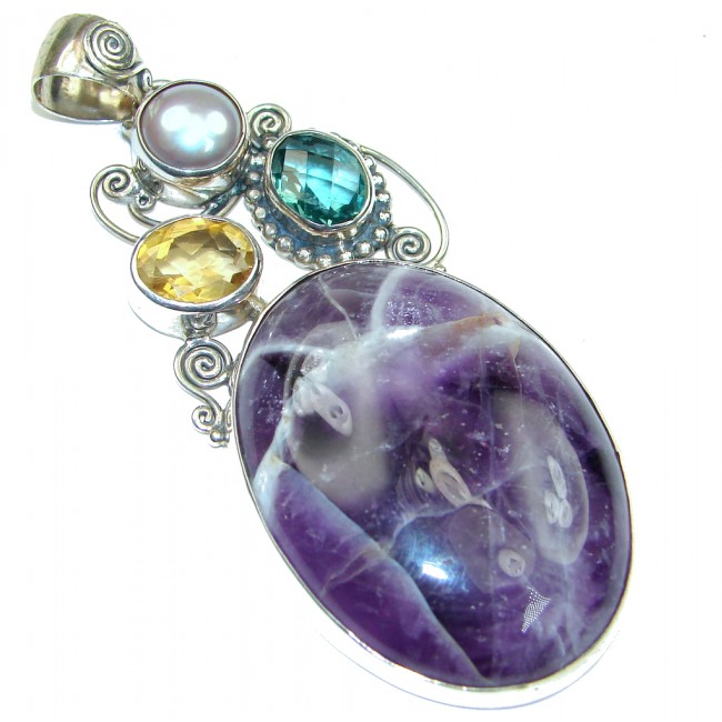 Big! New Awesome Purple Amethyst Sterling Silver Pendant