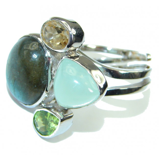 Pale Beauty! AAA Labradorite Sterling Silver Ring s. 7- Adjustable