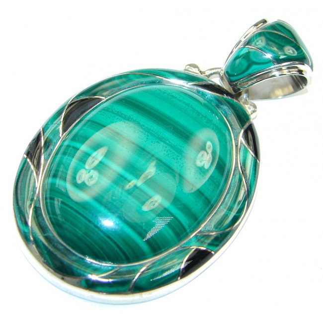 Back to Nature AAA Green Malachite Sterling Silver Pendant