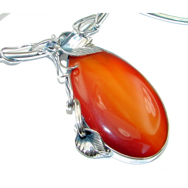 Secret Beauty! Orange Botswana Agate Sterling Silver necklace