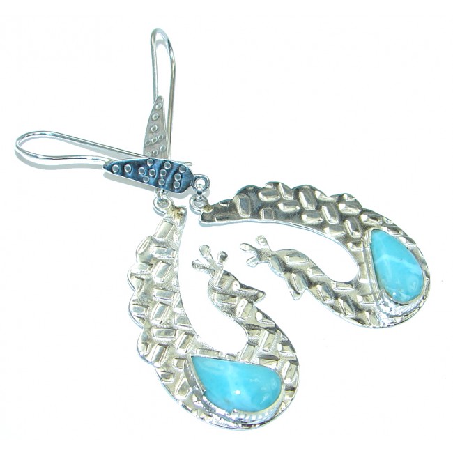 Secret Beauty! Blue Larimar Sterling Silver earrings / Long