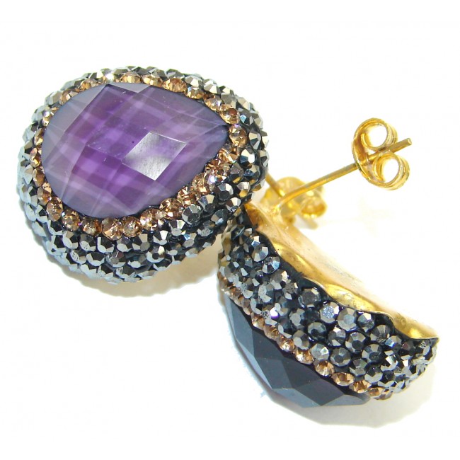 Amazing! Purple Amethyst & Citrine Sterling Silver earrings