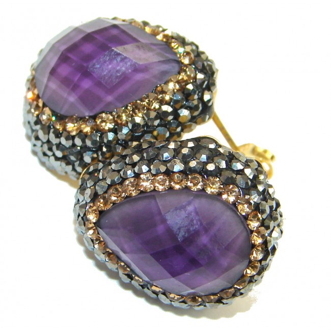 Amazing! Purple Amethyst & Citrine Sterling Silver earrings