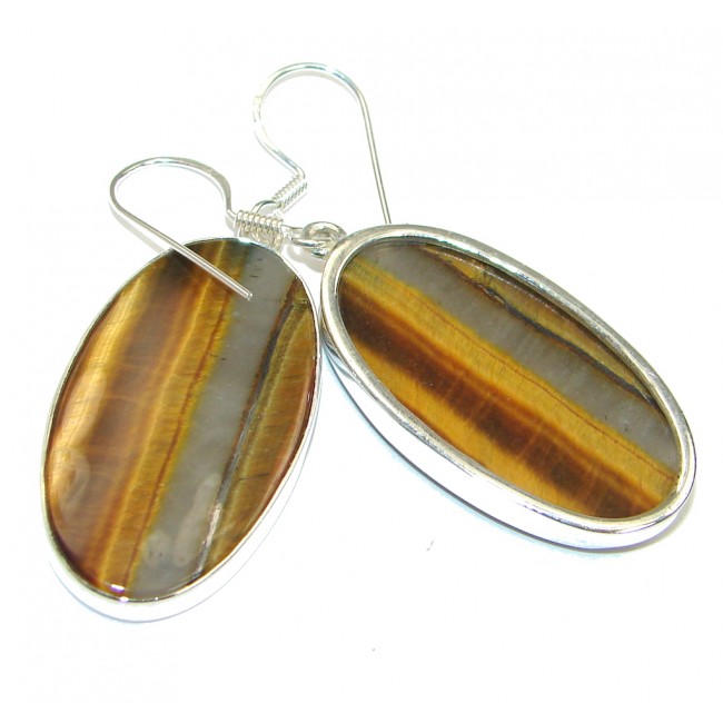 Excellent! AAA Iron Tigers Eye Sterling Silver Earrings