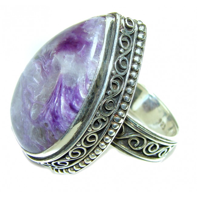 Vintage Style AAA Amazing Purple Charoite Sterling Silver Ring s. 9