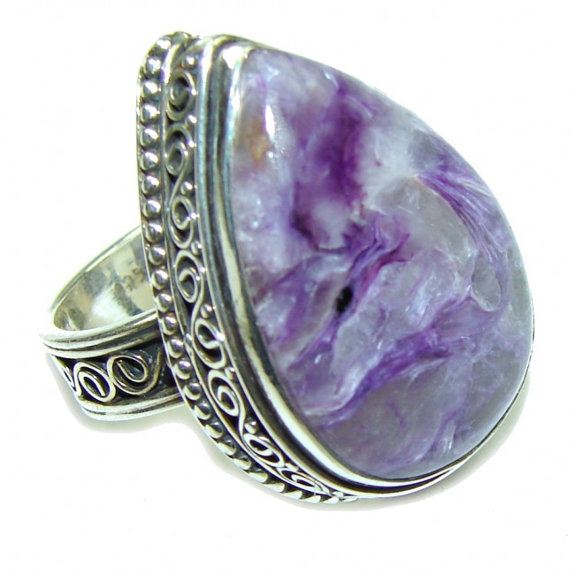 Vintage Style AAA Amazing Purple Charoite Sterling Silver Ring s. 9