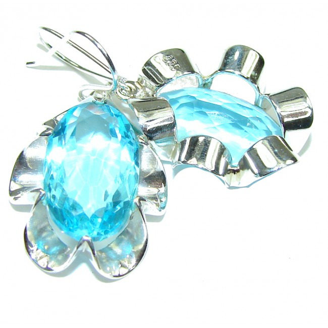 Ocean Queen Blue Quartz Sterling Silver earrings / Long
