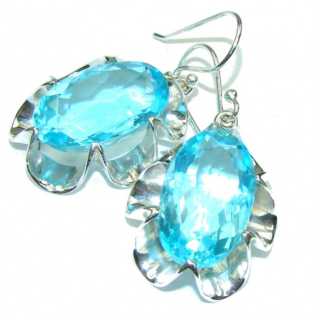 Ocean Queen Blue Quartz Sterling Silver earrings / Long