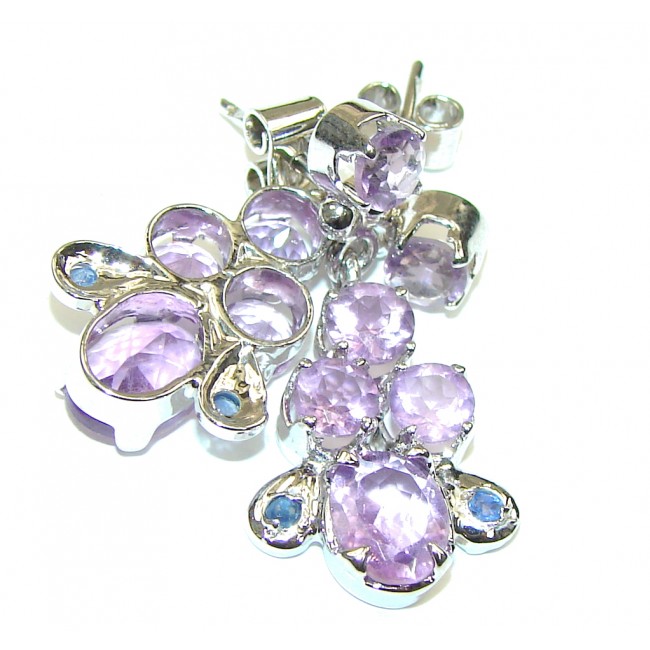 Simple Design! Faceted Purple Amethyst Sterling Silver earrings