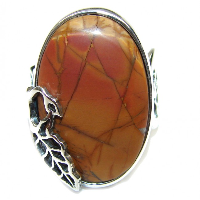 Stylish! AAA Red Creek Jasper Sterling Silver Ring s. 7 3/4- adjustable