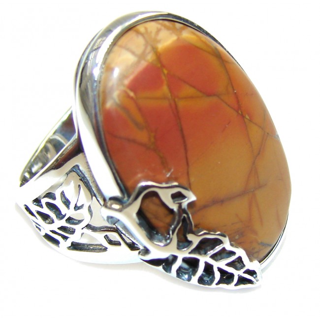 Stylish! AAA Red Creek Jasper Sterling Silver Ring s. 7 3/4- adjustable