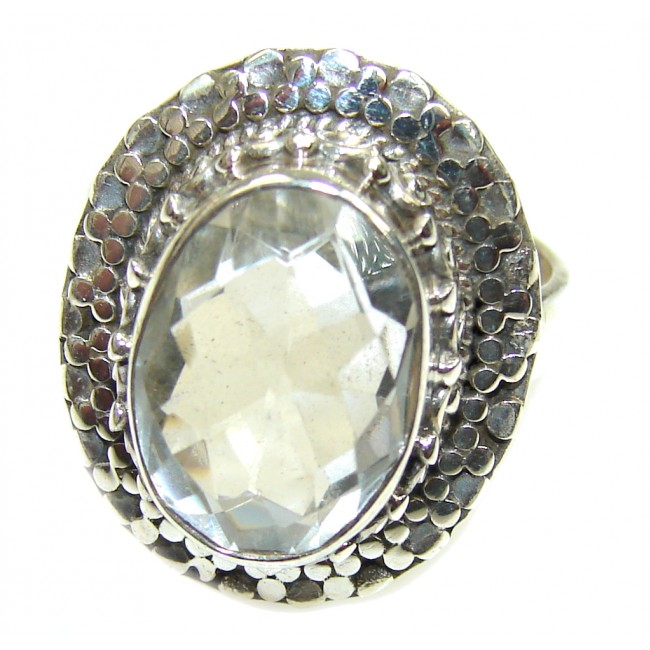 Fabulous Handcrafted White Topaz Silver Ring s. 8