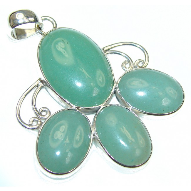 Path Of Life!! Green Jade Sterling Silver Pendant