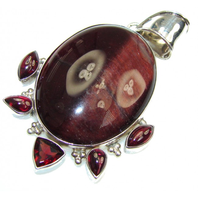 Amazing! AAA Red Tigers Eye Sterling Silver Pendant