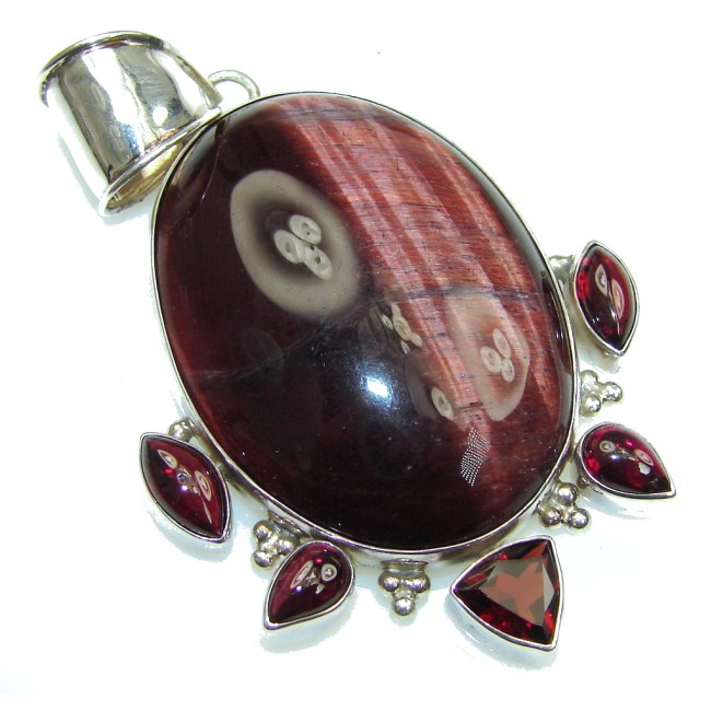 Amazing! AAA Red Tigers Eye Sterling Silver Pendant