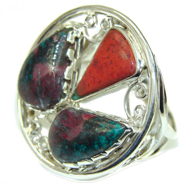 Unusual Red Sonora Jasper Sterling Silver Ring s. 8 1/4