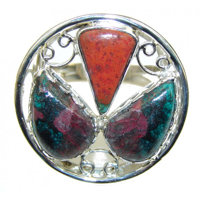Unusual Red Sonora Jasper Sterling Silver Ring s. 8 1/4