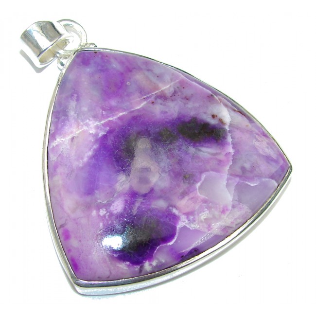 Excellent! Purple Moss Agate Sterling Silver Pendant