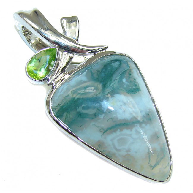 Just Perfect! AAA Green Moss Agate Sterling Silver Pendant