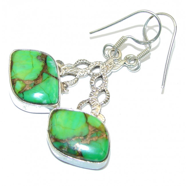 Fantastic Green Copper Turquoise Sterling Silver earrings