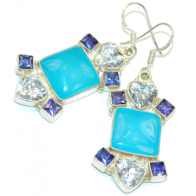 Blue Ocean! Agate Sterling Silver earrings
