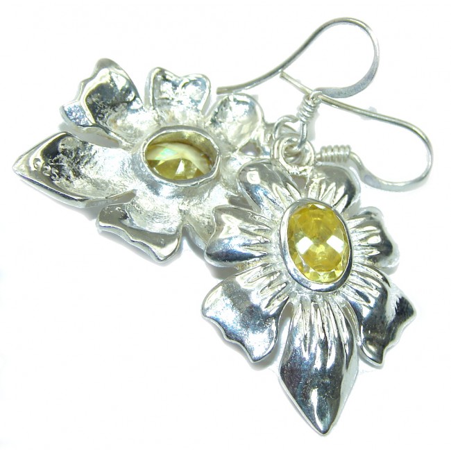 Perfect Yellow Citrine Quartz Sterling Silver earrings