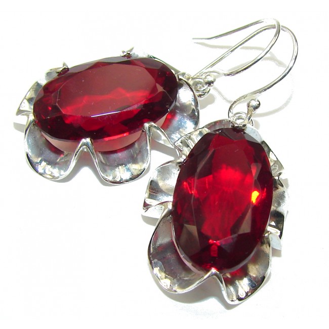 Bali Secret! Created Red Garnet Sterling Silver earrings
