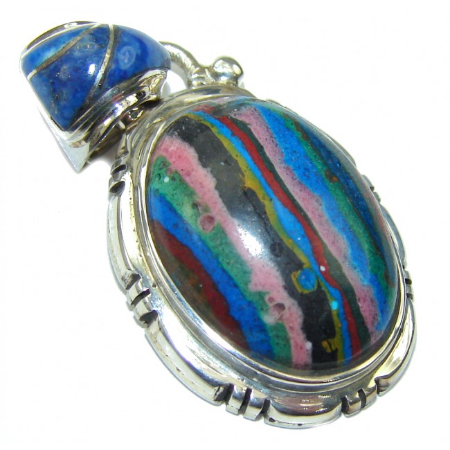 Petite! Blue Rainbow Calsilica Sterling Silver Pendant
