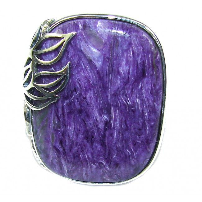 Big! AAA Amazing Purple Charoite Sterling Silver Ring s. 8 adjustable