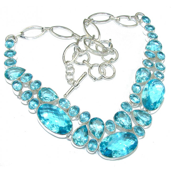 Exclusive Beauty! Created Blue Topaz Sterling Silver necklace