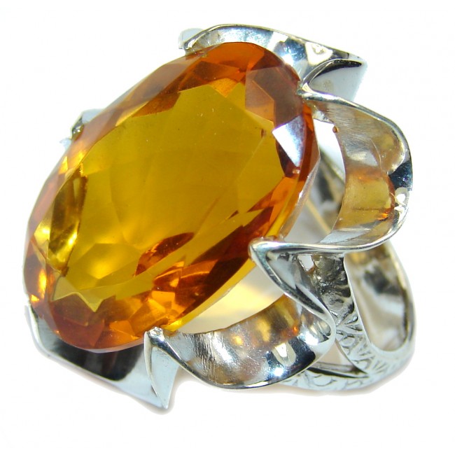 Amazing Created Golden Topaz Sterling Silver Ring s. 8 1/2