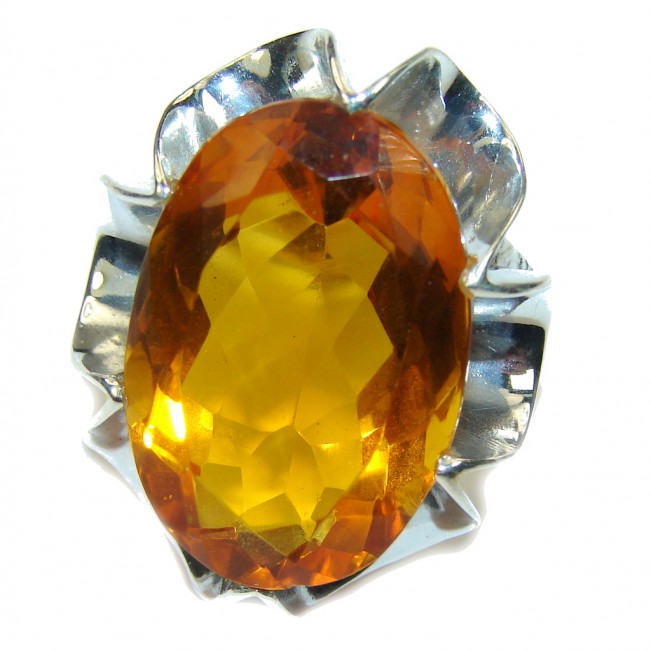 Amazing Created Golden Topaz Sterling Silver Ring s. 8 1/2