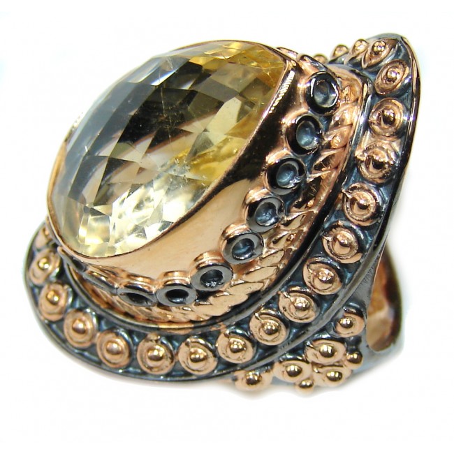 Bali Secret! AAA Citrine, Rose Gold Plated, Rhodium Plated Sterling Silver Ring s. 6 1/2