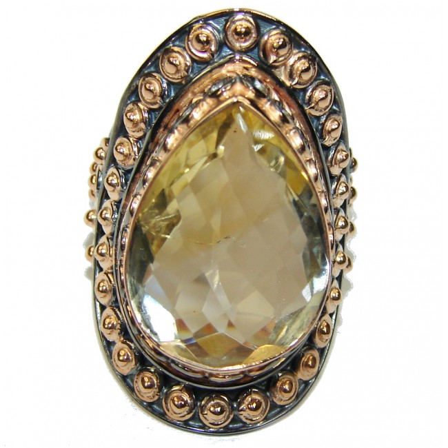 Bali Secret! AAA Citrine, Rose Gold Plated, Rhodium Plated Sterling Silver Ring s. 6 1/2