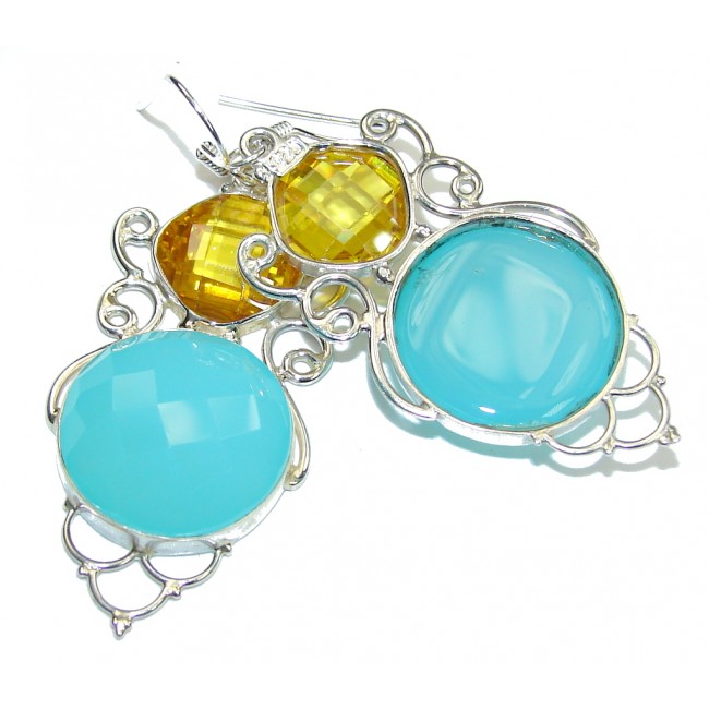 Delicate! Light Blue Agate Sterling Silver earrings