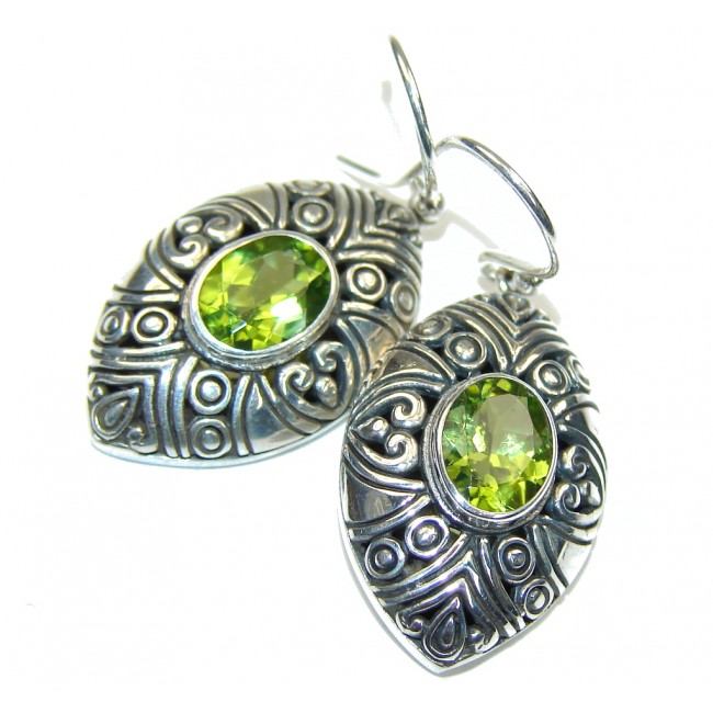 Secret Island! Created Green Peridot Sterling Silver earrings