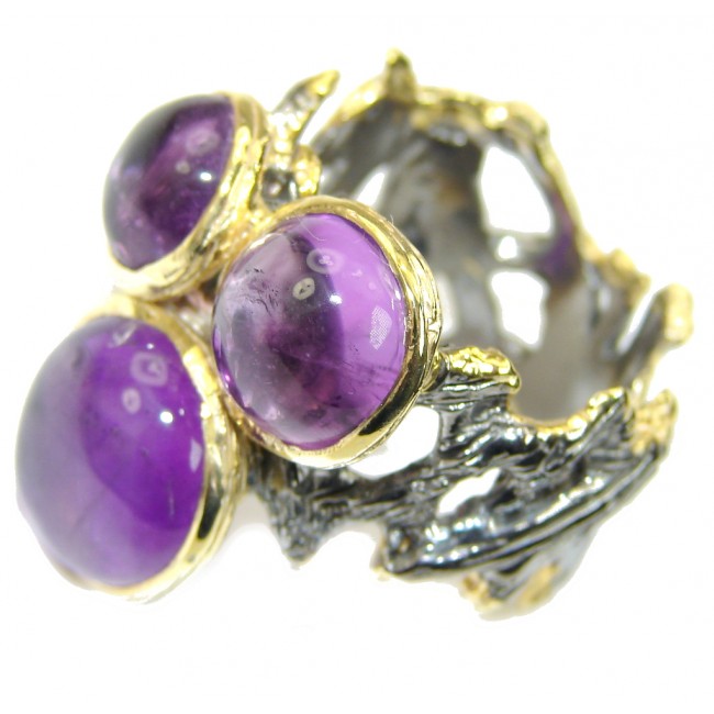 Make A Wish! AAA Purple Amethyst, Gold Plated, Rhodium Plated Sterling Silver ring s. 9