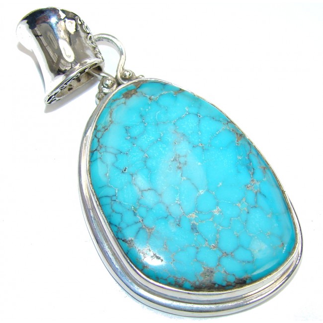 Big!30grams Spider Web Blue Turquoise Sterling Silver Pendant