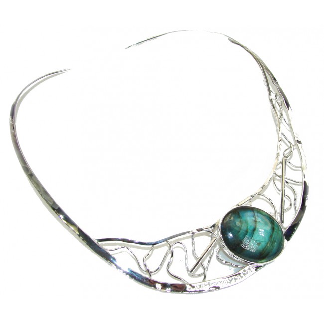 Bohemian Style AAA Labradorite Hammered Sterling Silver necklace / Choker