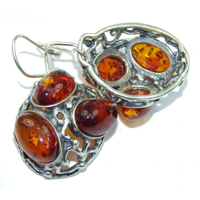 Natural Beauty! Baltic Polish Amber Sterling Silver earrings