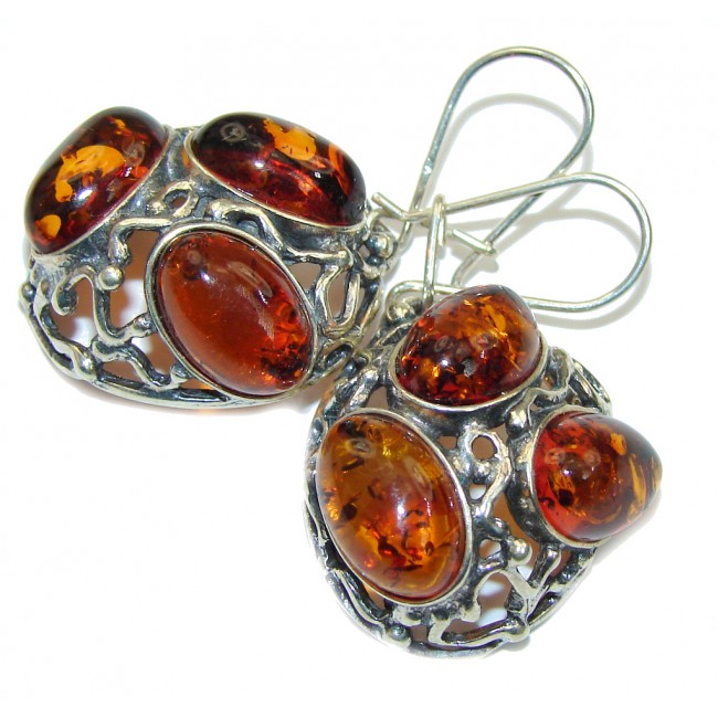 Natural Beauty! Baltic Polish Amber Sterling Silver earrings