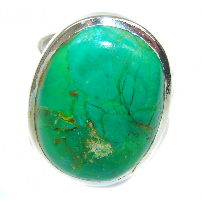Simple Delight! Green Turquoise Sterling Silver ring s. 10