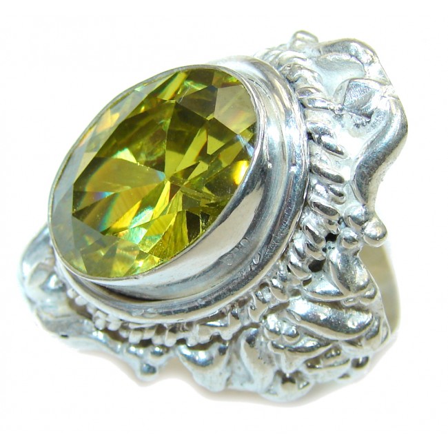 Sunny Day! Yellow Quartz Sterling Silver Ring s. 10 1/4