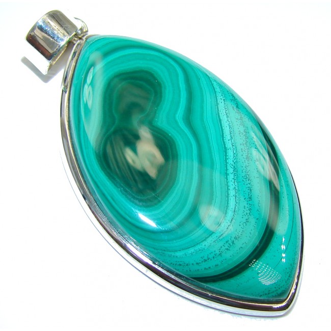 Tropical AAA Green Malachite Sterling Silver Pendant