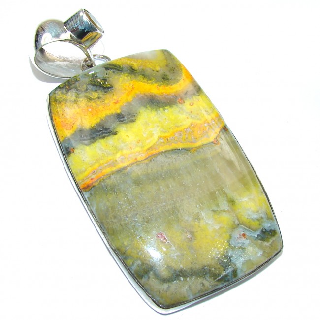 Awesome! Yellow Bumble Bee Jasper & Citrine Sterling Silver Pendant