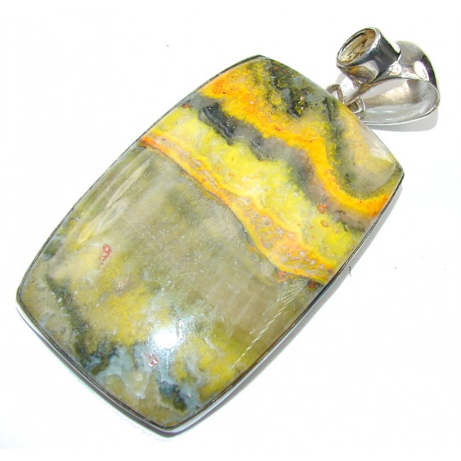 Awesome! Yellow Bumble Bee Jasper & Citrine Sterling Silver Pendant